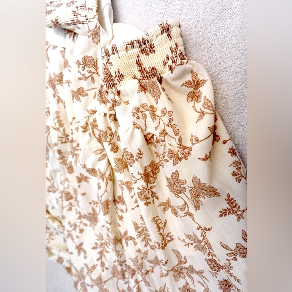 Altar'd State Floral Midi Dress in Cream and Brown - Picture 6 of 9